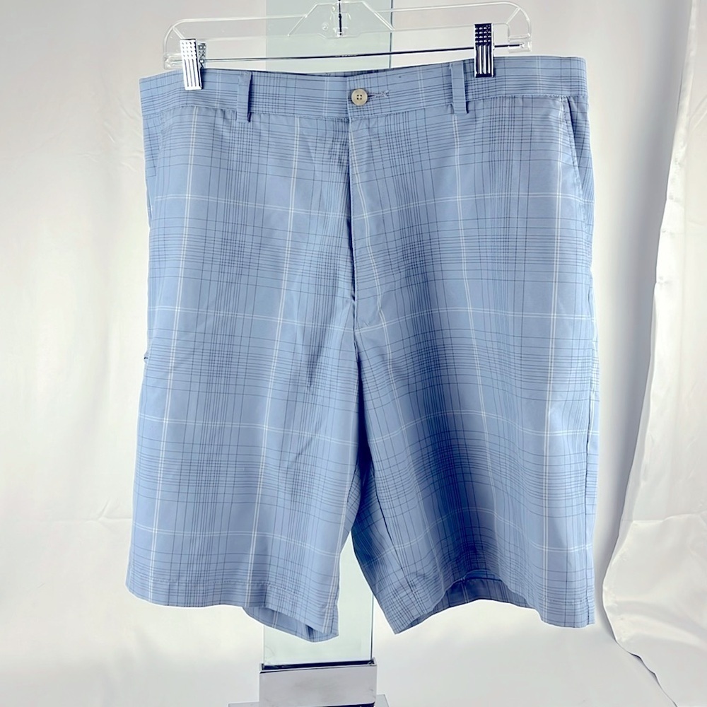 Grand Slam Easy Care UPF 50+ Blue Navy White Plaid Golf Shorts Size 38